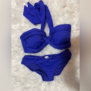 NWOT Seafolly Australia bikini top size US 10 bottom size US 6 royal blue